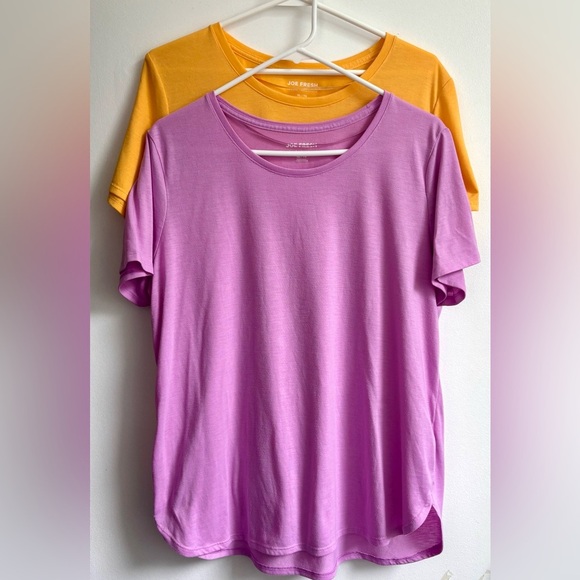 Joe Fresh pair of Women's Purple and Yellow Short Sleeve Tees - Picture 1 of 9